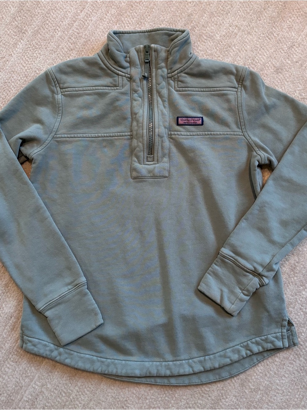 Vineyard Vines Surf Terry Shep Sweater Half-Zip Pullover Jacket - Sage Green
